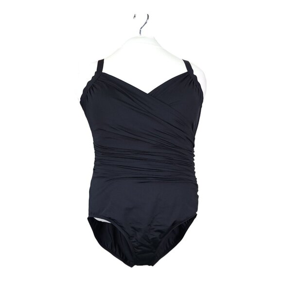 Jantzen Solid Surplice One Piece Swimsuit PLUS Size 18W Slimming Wrap Swim - Picture 13 of 13
